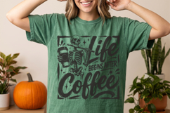 Skeleton Coffee Halloween PNG,Coffee Lover T-Shirt Design Product Image 2