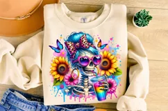 Skeleton Iced Coffee PNG, Funny Skeleton PNG, Sarcastic PNG Product Image 1