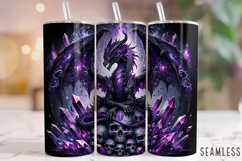 Black Dragon Tumbler Wrap, Fantasy Tumbler Png, Dragon PNG Product Image 1
