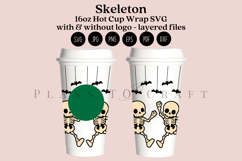 skeleton halloween starbucks 16oz hot cup tumbler wrap svg presized template for tumbler grande suitable for cricut and silhouette