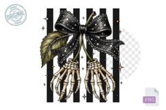 Skeleton Hand Cherry Halloween Bow PNG Clipart Art Product Image 1