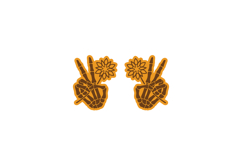 Skeleton Hand Peace Sign Earrings, Studs Laser Cut Template Product Image 2