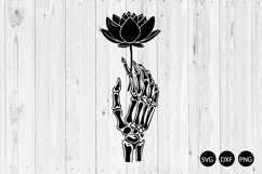 Skeleton Hand Holding Lotus Flower SVG, Tattoo Design SVG Product Image 1
