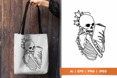 Skeleton with Flowers Reading a Book Design Product Image 1