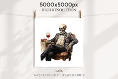 Skeleton In Chair Halloween Creepy Clipart PNG Scrapbooking Fairy Tale Art Image Watercolor Transparent Print illustration sublimation creepy printable digital watercolor Skeleton in suit Skull, spooky clipart, nursery, Creepy halloween decoration art ima
