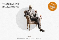 Skeleton In Chair Halloween Creepy Clipart PNG Scrapbooking Fairy Tale Art Image Watercolor Transparent Print illustration sublimation creepy printable digital watercolor Skeleton in suit Skull, spooky clipart, nursery, Creepy halloween decoration art ima