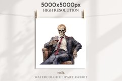 Skeleton In Chair Halloween Creepy Clipart PNG Scrapbooking Fairy Tale Art Image Watercolor Transparent Print illustration sublimation creepy printable digital watercolor Skeleton in suit Skull, spooky clipart, nursery, Creepy halloween decoration art ima