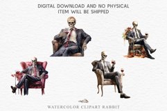 watercolor Skeleton in suit Skull, spooky clipart, nursery, Creepy halloween decoration art Skeleton In Chair Halloween Creepy Clipart PNG Scrapbooking Fairy Tale Art Image Watercolor Transparent Print illustration sublimation creepy printable digital