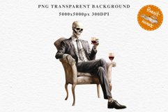 Skeleton In Chair Halloween Creepy Clipart PNG Scrapbooking Fairy Tale Art Image Watercolor Transparent Print illustration sublimation creepy printable digital watercolor Skeleton in suit Skull, spooky clipart, nursery, Creepy halloween decoration art ima
