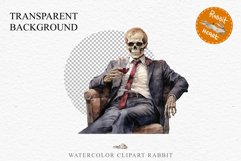 Skeleton In Chair Halloween Creepy Clipart PNG Scrapbooking Fairy Tale Art Image Watercolor Transparent Print illustration sublimation creepy printable digital watercolor Skeleton in suit Skull, spooky clipart, nursery, Creepy halloween decoration art ima