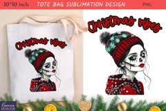 Winter Skeleton Girl| Funny Christmas Quotes Tote Bag Design Product Image 1