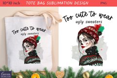 Winter Skeleton Girl| Funny Christmas Quotes Tote Bag Design Product Image 1