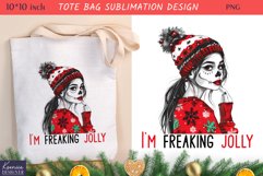 Winter Skeleton Girl| Funny Christmas Quotes Tote Bag Design Product Image 1