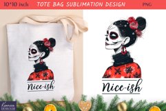 Winter Skeleton Girl| Funny Christmas Quotes Tote Bag Design Product Image 1