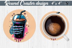 Round Coaster | Skeleton | Skull sublimation Product Image 1