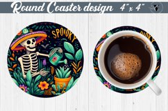 Round Coaster | Skeleton | Skull sublimation Product Image 1
