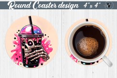 Round Coaster | Skeleton | Skull sublimation Product Image 1