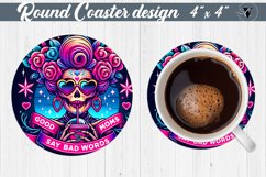 Round Coaster | Skeleton | Skull sublimation Product Image 1