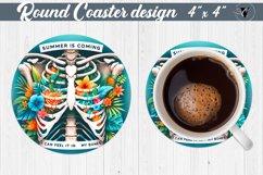 Round Coaster | Skeleton | Skull sublimation Product Image 1