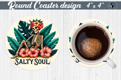 Round Coaster | Skeleton | Skull sublimation Product Image 1
