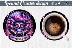 Round Coaster | Skeleton | Skull sublimation Product Image 1
