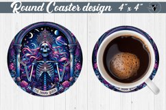 Round Coaster | Skeleton | Skull sublimation Product Image 1