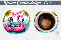 Round Coaster | Skeleton | Skull sublimation Product Image 1