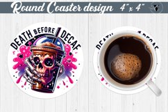 Round Coaster | Skeleton | Skull sublimation Product Image 1