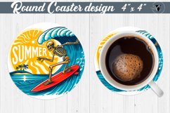 Round Coaster | Skeleton | Skull sublimation Product Image 1
