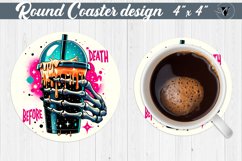 Round Coaster | Skeleton | Skull sublimation Product Image 1