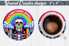 Round Coaster | Skeleton | Skull sublimation Product Image 1