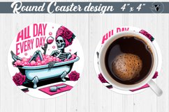 Round Coaster | Skeleton | Skull sublimation Product Image 1