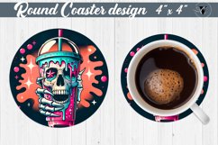 Round Coaster | Skeleton | Skull sublimation Product Image 1