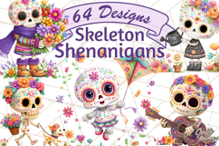 Skeleton Shenanigans Clipart, Dia de los Muertos Skeletons Product Image 1