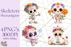 Skeleton Shenanigans Clipart, Dia de los Muertos Skeletons Product Image 1