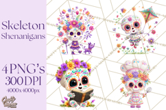 Skeleton Shenanigans Clipart, Dia de los Muertos Skeletons Product Image 1