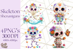 Skeleton Shenanigans Clipart, Dia de los Muertos Skeletons Product Image 1