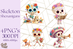 Skeleton Shenanigans Clipart, Dia de los Muertos Skeletons Product Image 1