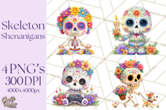 Skeleton Shenanigans Clipart, Dia de los Muertos Skeletons Product Image 1