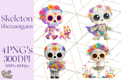 Skeleton Shenanigans Clipart, Dia de los Muertos Skeletons Product Image 1