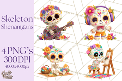 Skeleton Shenanigans Clipart, Dia de los Muertos Skeletons Product Image 1