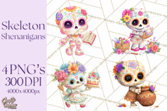 Skeleton Shenanigans Clipart, Dia de los Muertos Skeletons Product Image 1