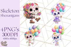 Skeleton Shenanigans Clipart, Dia de los Muertos Skeletons Product Image 1