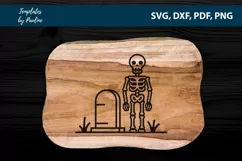 Skeleton standing beside tombstone SVG cnc Cut File