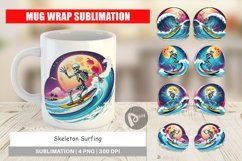 Mug Wrap Design Skeleton Surfing Sticker Product Image 1