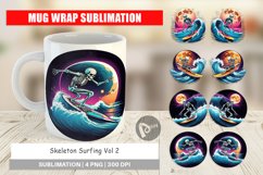 Mug Wrap Design Skeleton Surfing Sticker Product Image 1