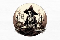 Skeleton Witch Tarot Card Watercolor Sublimation clipart Product Image 5
