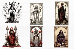 Skeleton Witch Tarot Card Watercolor Sublimation clipart Product Image 4