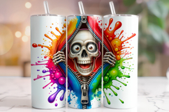 Skeleton 3D Zipper Tumbler Wrap, Funny Skeleton Tumbler Wrap Product Image 1