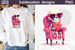 Funny Skeleton Heart Clipart | Valentines Day Sublimation Product Image 1